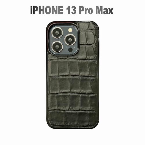 Чехол для IPhone 13 Pro Max чёрный матовый текстура крокодила