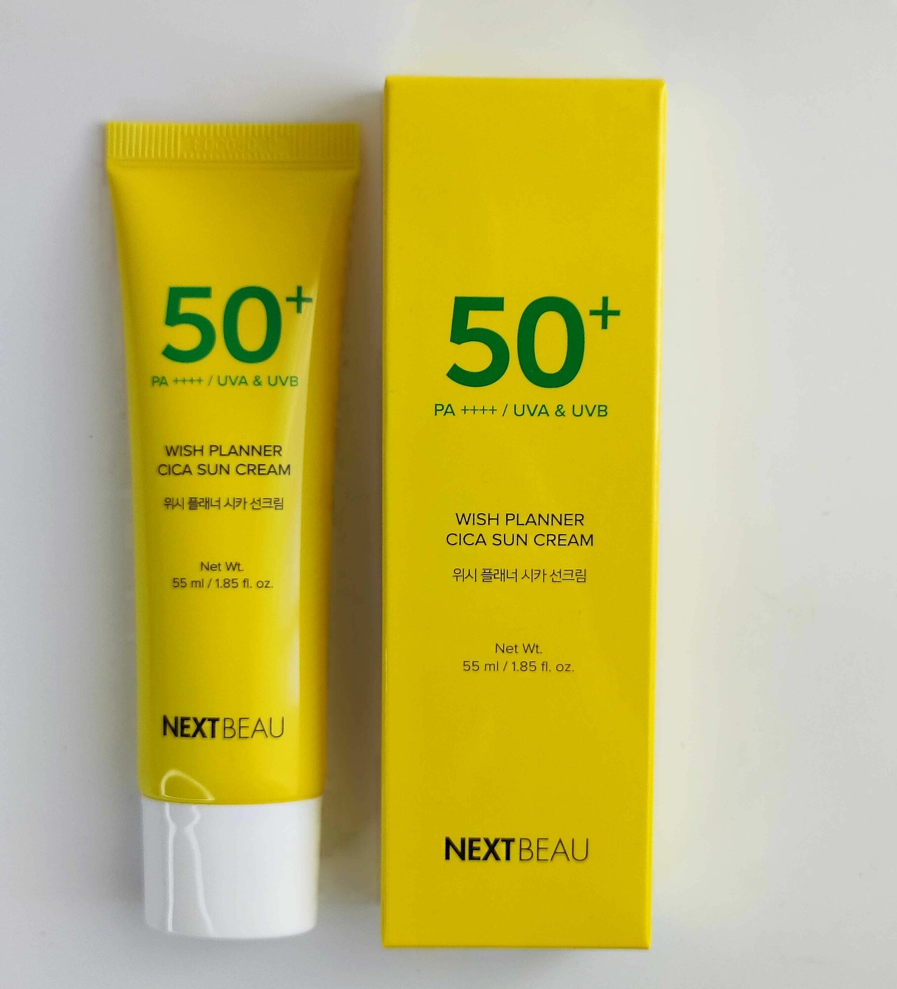 Солнцезащитный крем с центеллой азиатской NEXTBEAU Fresh Cica Sun Cream SPF 50+PA+ ,55мл