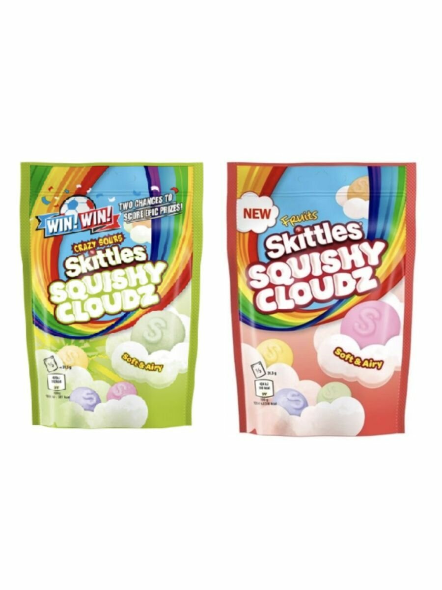 Набор Skittles драже Squishy Cloudz Crazy Sour (94гр x 2)