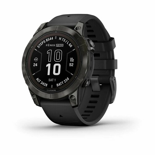 Смарт-часы Garmin Fenix 7 PRO Sapphire Solar титановый угольно-серый DLC с черным ремешком