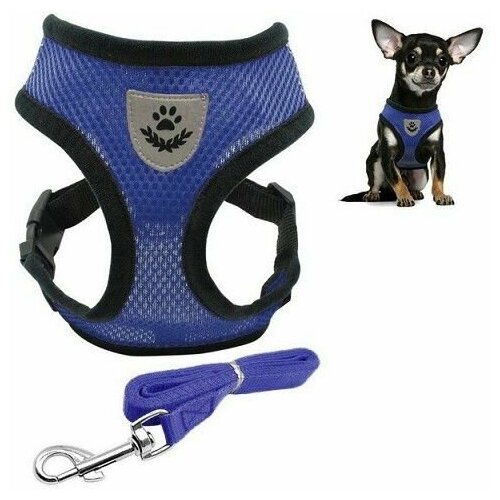 Шлейка с поводком (118см) р. L, голубой 511-068 шлейка gigwi pet collars комплект l джинс голубой l