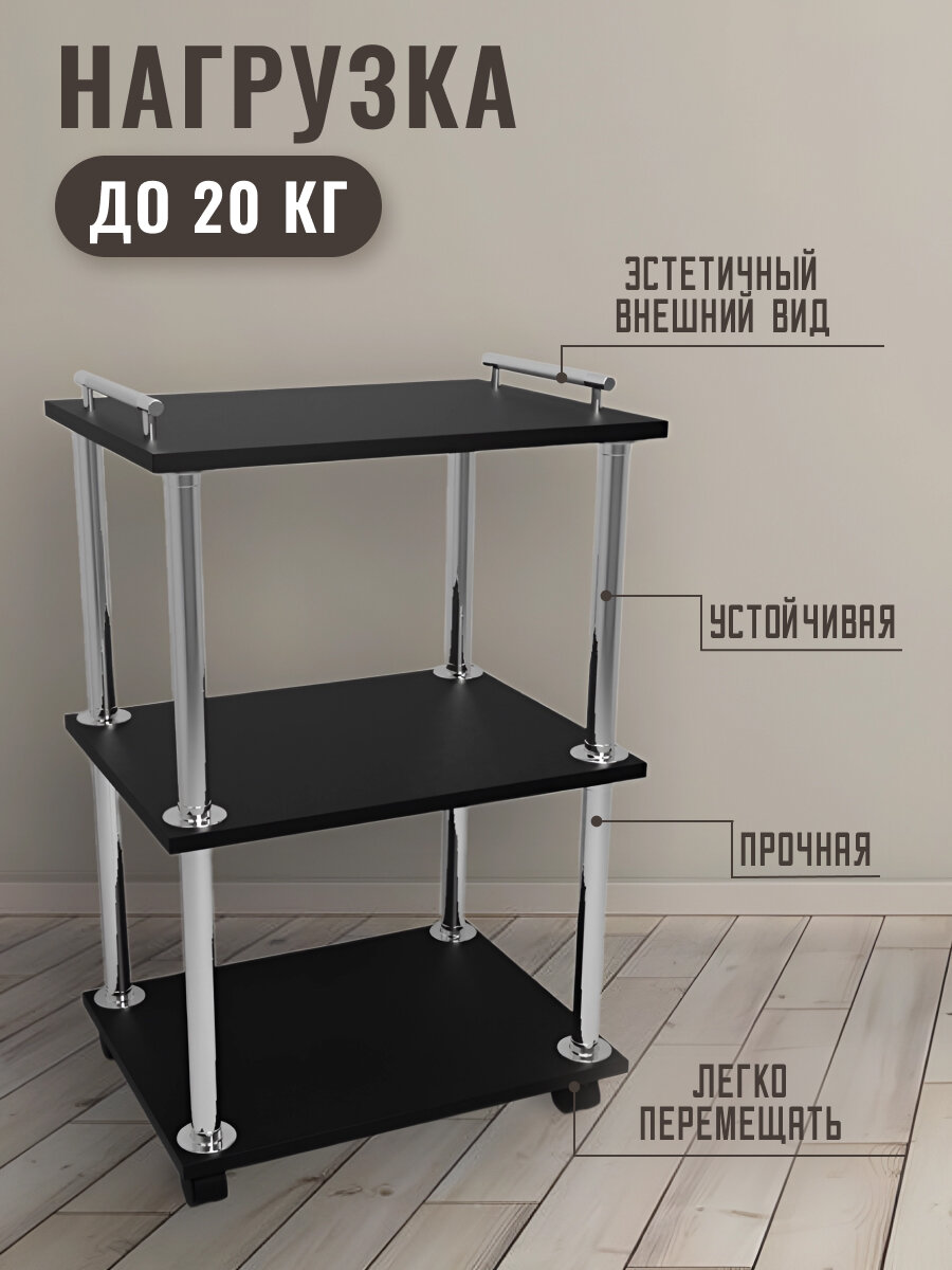 Тележка этажерка косметологическая на колесиках парикмахерская для мастера и для дома