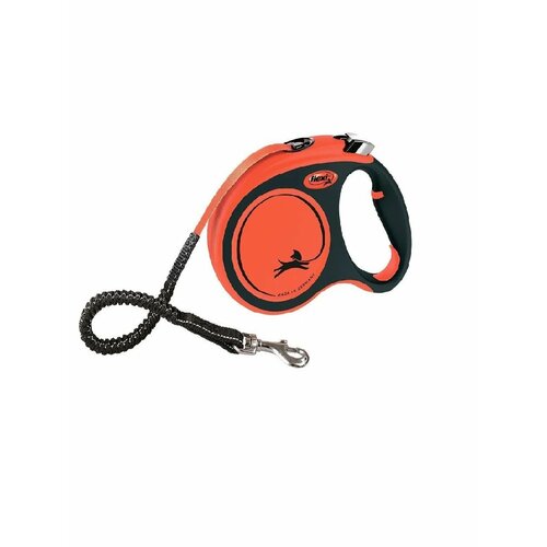 Flexi Рулетка Xtreme L 5м до 65кг (ремень) черно-оранжевая