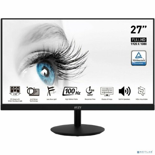 MicroStar Монитор LCD MSI PRO 27" MP271A IPS 1920x1080 100Hz 1ms 1000:1 300cd 178/178 8bit(6bit+FRC) D-Sub HDMI1.4b DisplayPort1.2a 2x2W Tilt VESA чёрный