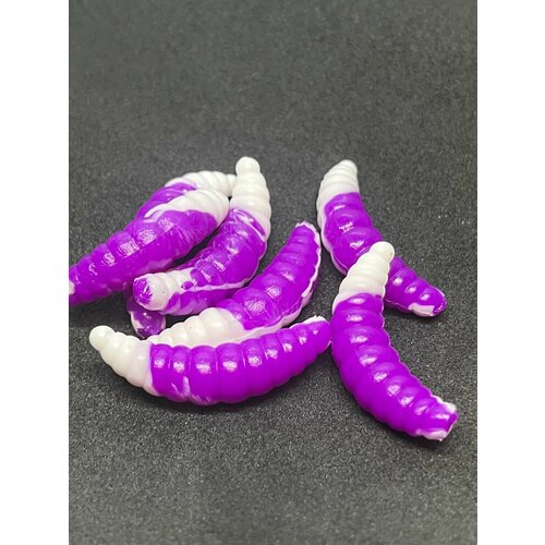съедобная плавающая силиконовая приманка maggot 1 3 чёрный фиолетовый Съедобная, плавающая силиконовая приманка. Maggot 1.3 Белый- Фиолетовый