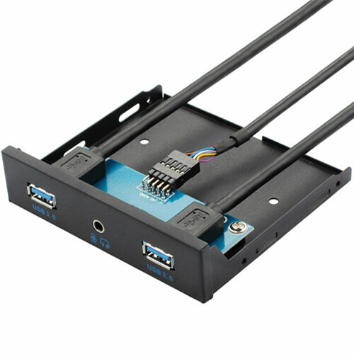Планка USB3.0 Gembird FP3.5-USB3-2A-HDA вывод 2-х портов usb3.0 плюс 1xHD audio на переднюю панель 3.5