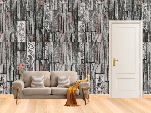 фото Панель стеновая самоклеящаяся 3D Мрамор серый, 10 шт.