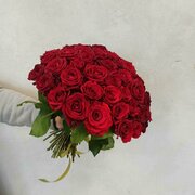 Живые цветы букет красных роз 51 шт 40 см