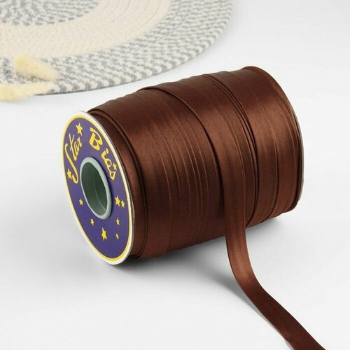 Косая бейка атласная 15 мм 132 1 м цвет коричневый 9180 1100₽