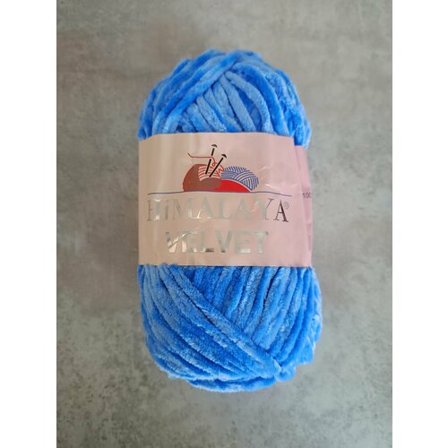 Плюшевая пряжа Himalaya Velvet синий 90027, 1 шт