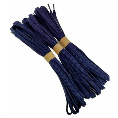 Шнурки плоские 200 см, 3 пары, темно-синие