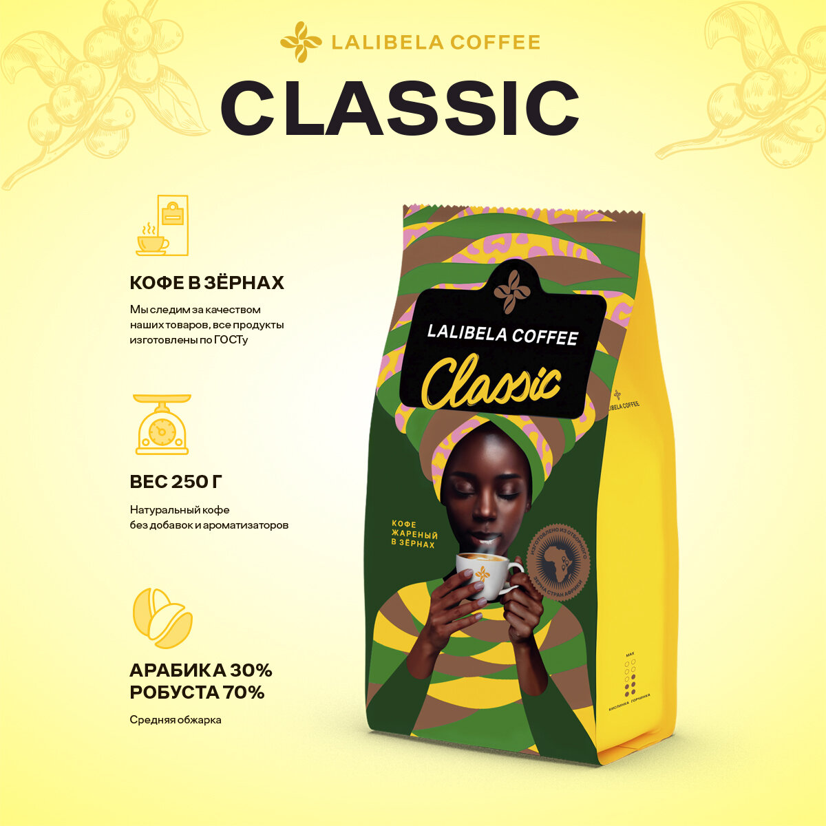 Кофе в зернах LALIBELA COFFEE CLASSIC 250 г