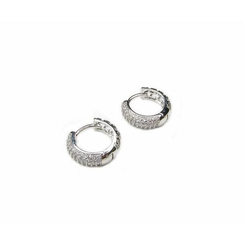 Серьги конго Irina Moro серьги кольца серебро с камнями, фианит, размер 18 мм, серебряный