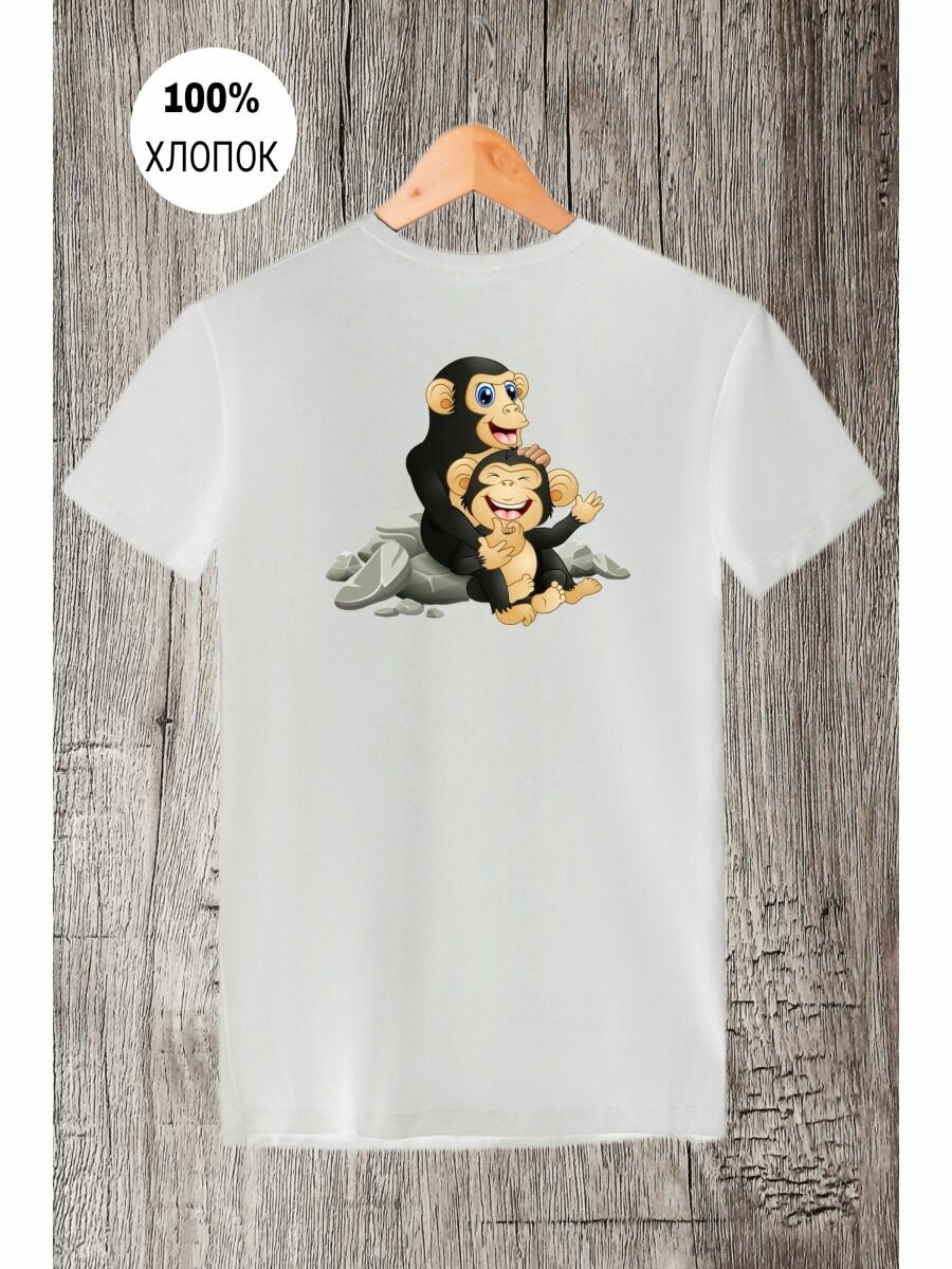 Футболка a monkey обезьяны семья мама и малыш, размер XXXL, белый