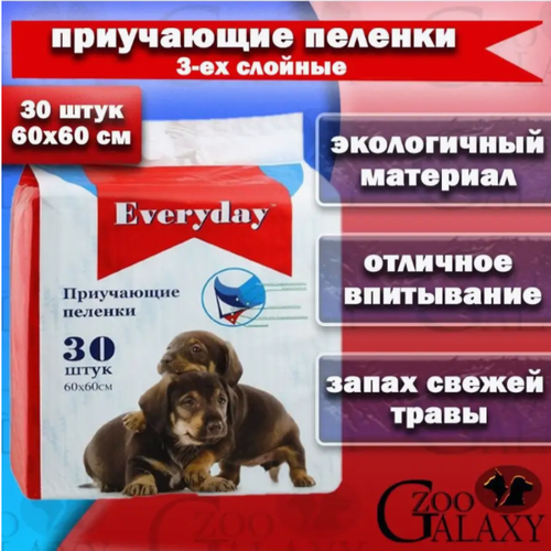 EVERYDAY Пеленки для животных впитывающие гелевые 30 шт, 60х60 см