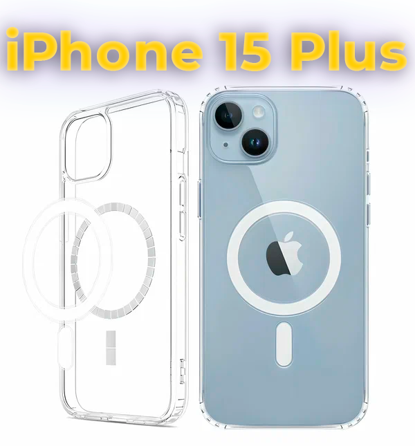 Чехол для iPhone 15 Plus с поддержкой MagSafe, противоударный, прозрачный