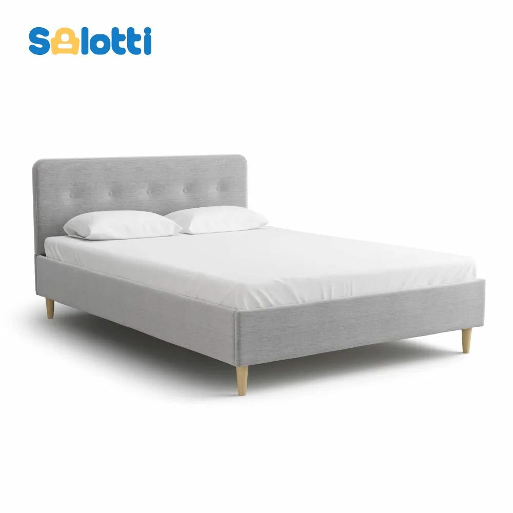 Кровать 160x200 двуспальная с кроватным основанием Salotti дримс 160 рогожка Vissle grey светло-серый