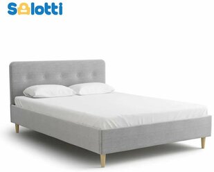 Кровать 160x200 двуспальная с кроватным основанием Salotti дримс 160 рогожка Vissle grey светло-серый