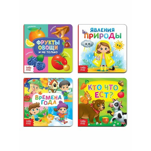 книги картонные набор знакомимся с окружающим миром 4 шт по 10 стр 1 шт Книжки для малышей