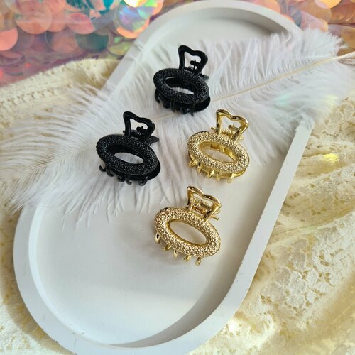 Крабик для волос металлический 4 шт черныйзолотой 297₽