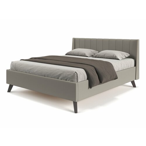 фото Двуспальная кровать soft element тампа 140х200 grey, с подъемным механизмом, с ящиками, велюр, серый, на ножках