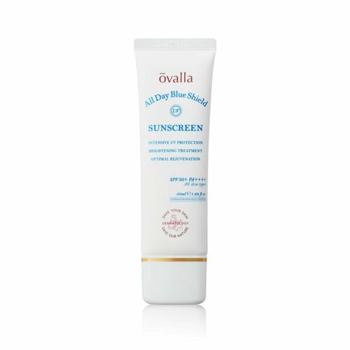 OVALLA Солнцезащитный крем для лица All Day Blue Shield Sunscreen spf 50+
