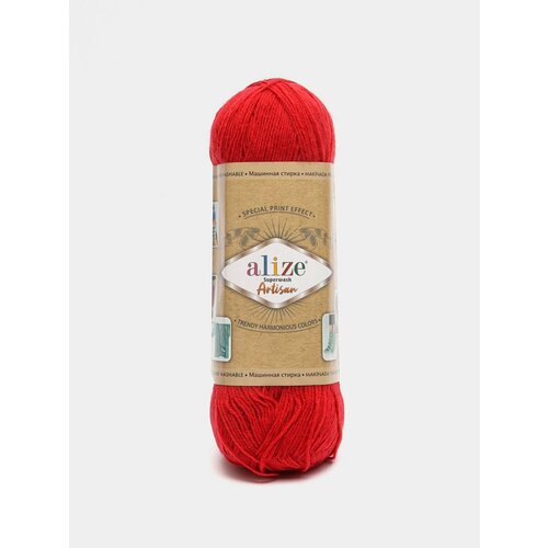 Пряжа Alize Superwash Artisan, Цвет Красный пряжа alize superwash comfort socks 75% шерсть 25% полиамид 420 м 100 гр 7654 1 шт