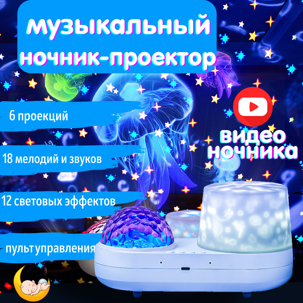 фото Ночник проектор синий океан