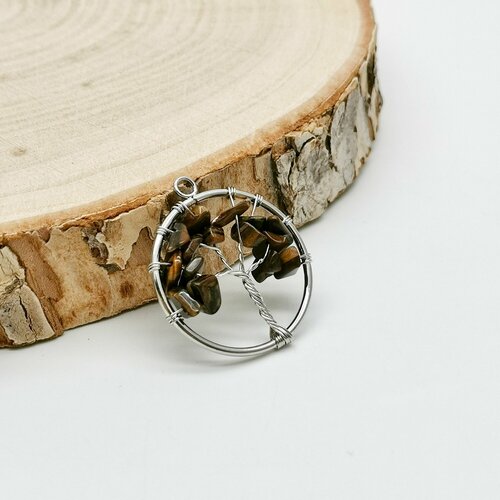 Подвеска, коричневый, серебристый