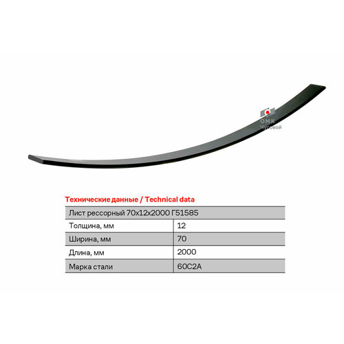 Лист рессорный размерный 70х12х2000