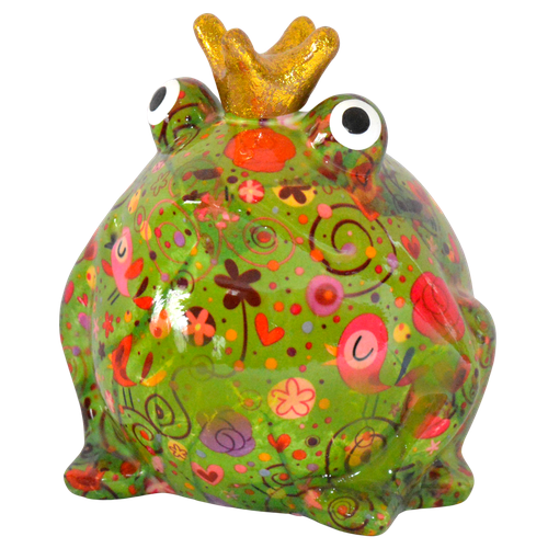 Лягушка Фредди (зелёная с цветками, сердечками и линиями)