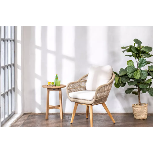 Кресло обеденное из тика Joygarden TALARA Натуральный тикБежевый ленБежевое 39733₽