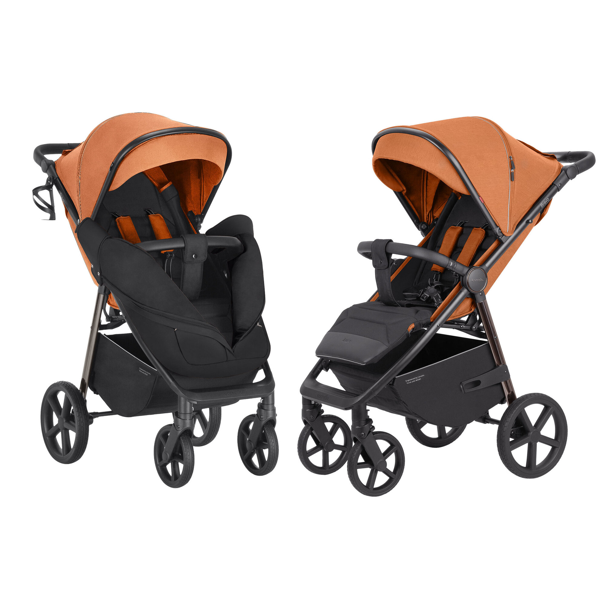 Прогулочная коляска всесезонная детская CARRELLO Bravo Plus CRL-5515, оранжевая