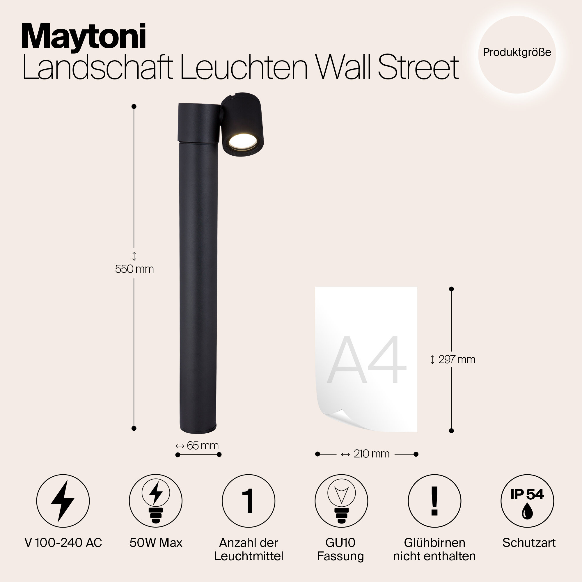 Ландшафтный светильник Maytoni Wall Street O010FL-01B