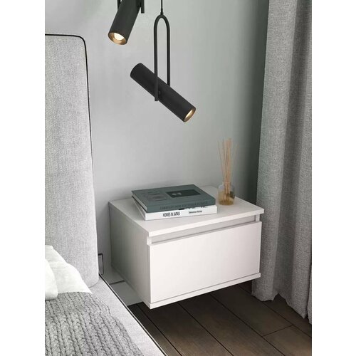 Тумба прикроватная навесная, настенная полка с ящиком 45 см