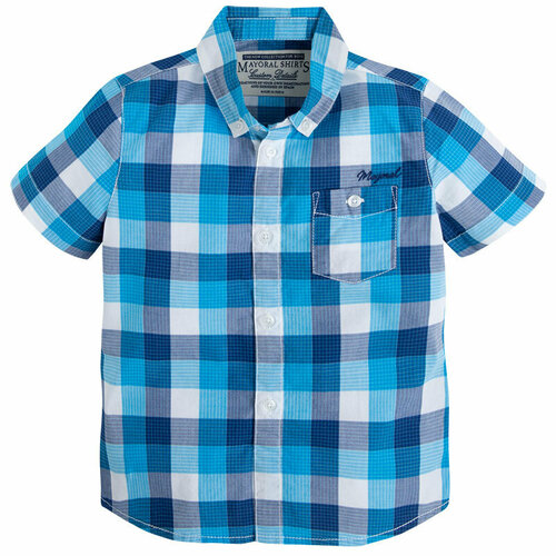 Рубашка Mayoral, размер 116, голубой рубашка mayoral размер 116 голубой