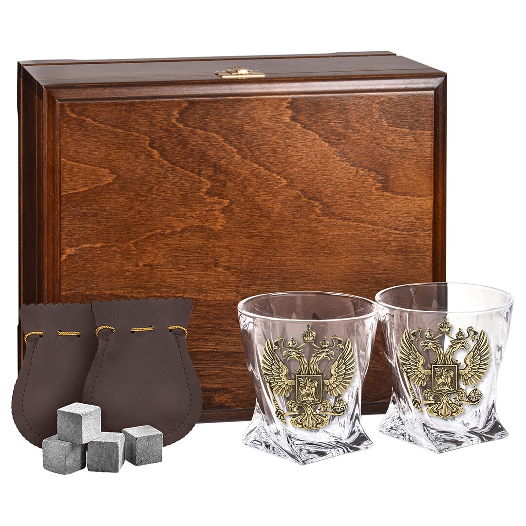 фото Бокалы для виски ГородПодарков В наборе 2 бокала для виски, шкатулка - дерево массив.
