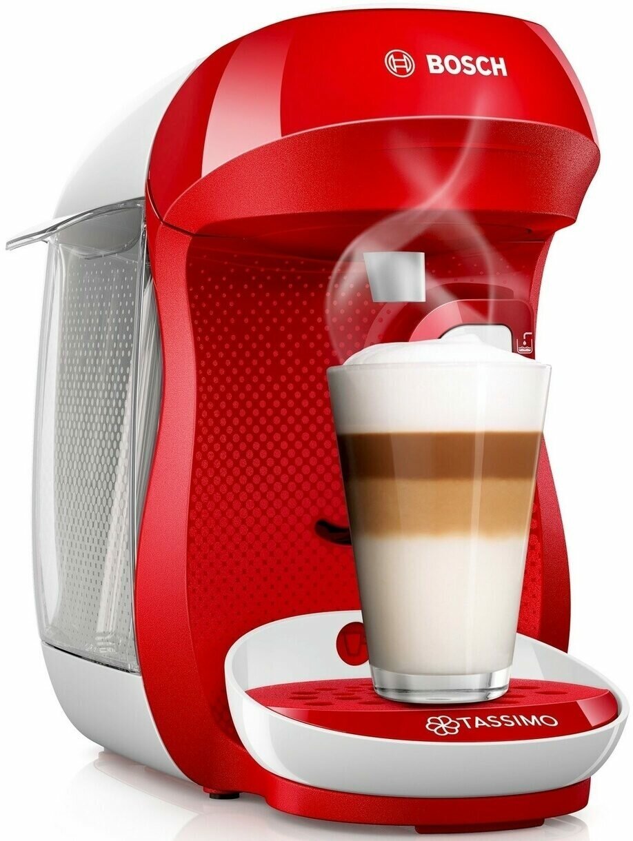 Кофемашина капсульного типа Bosch Tassimo HAPPY TAS1006, белый/красный