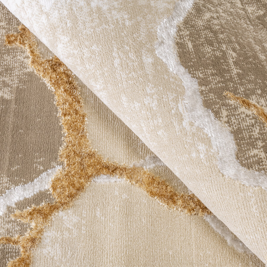 Ковер Турецкий Nord дизайн 10455A цвет BEIGE / GOLD Овал 1.6x2.3м