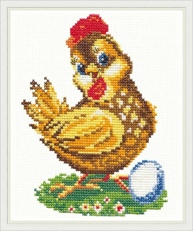 13-03 "Курочка ряба". Набор для вышивания крестом Чудесная игла 11 х 15 см.