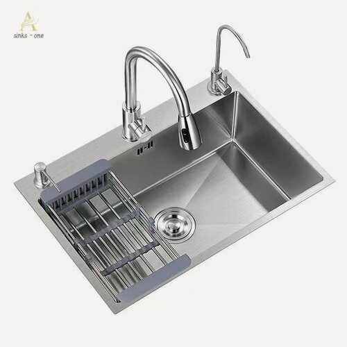 Изображение товара Кухонная мойка из нержавеющей стали, 55x45 см, /Sinks-one/черный комплект С выдвижным краном