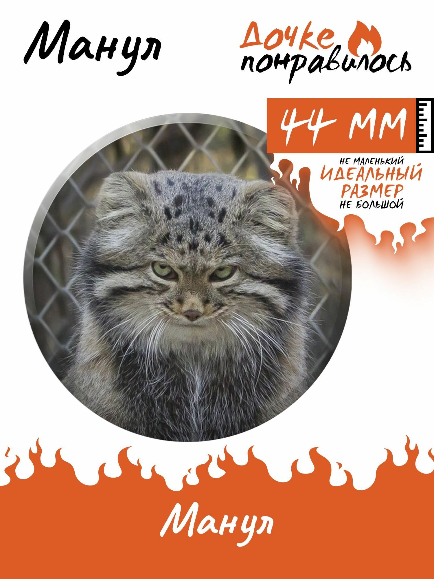 Значок на рюкзак Манул котики