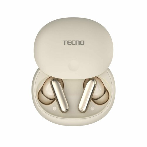 Наушники Tecno True Air, белые, шумоподавление, до 50 ч работы