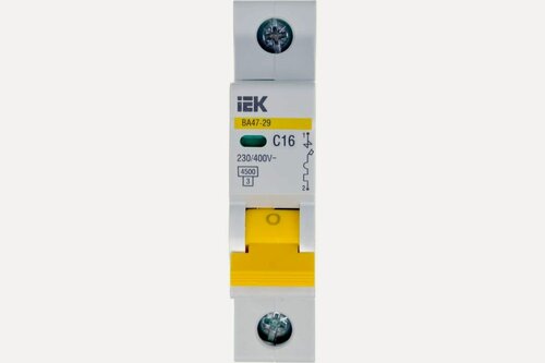 Изображение товара Выключатель автоматический модульный 1п C 16А 4.5кА ВА47-29 IEK (12шт)