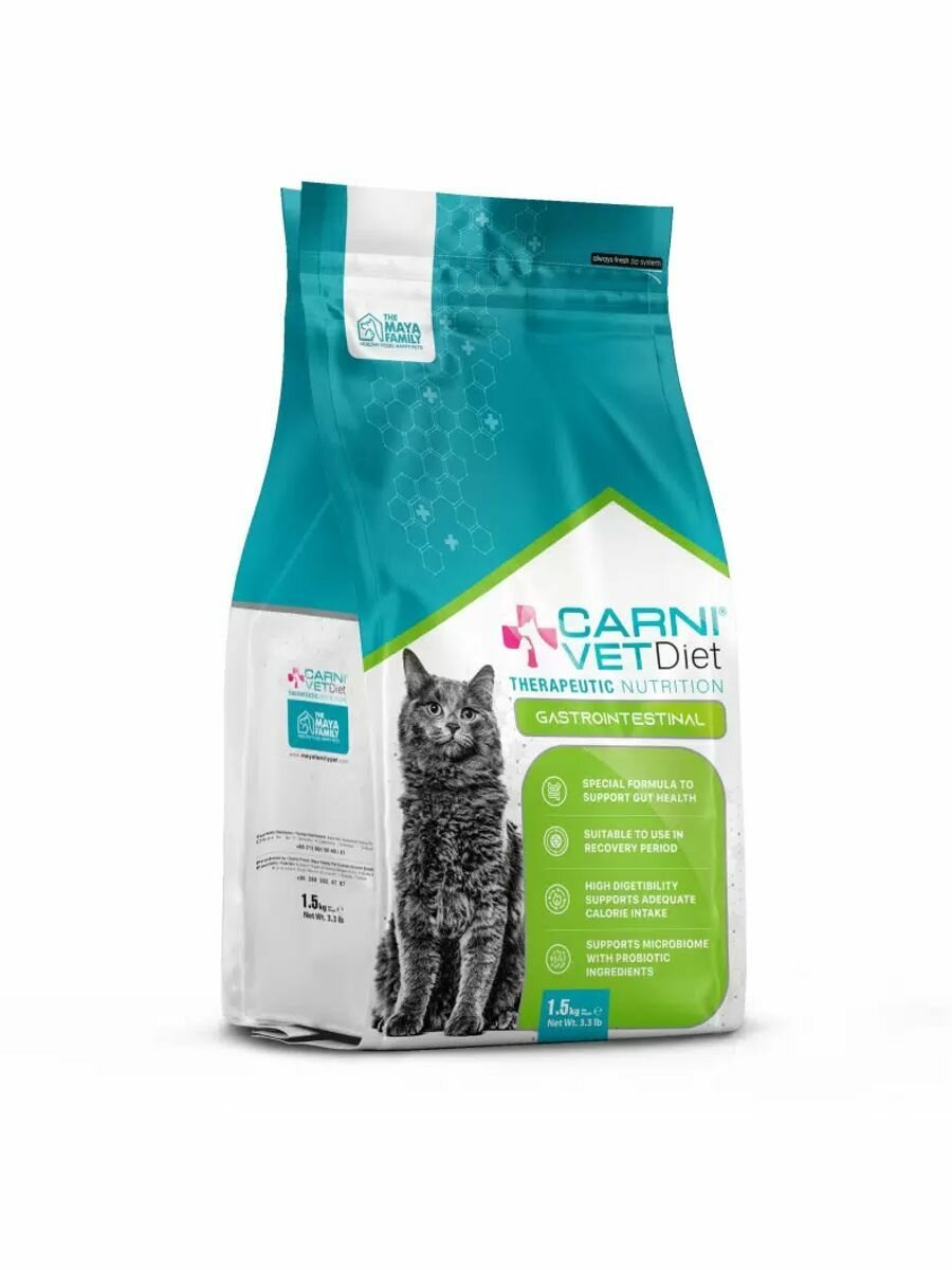 Лечебный корм CARNI VD CAT GASTRO INTESTINAL для кошек при расстройствах ЖКТ, 1.5 кг