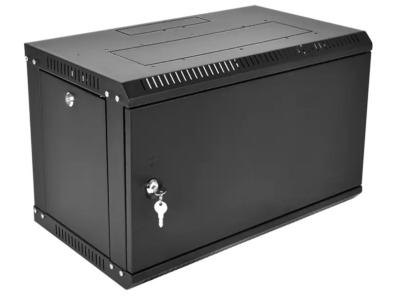 Шкаф шкаф телекоммуникационный настенный разборный эконом 6U (600 520) дверь металл, цвет черный