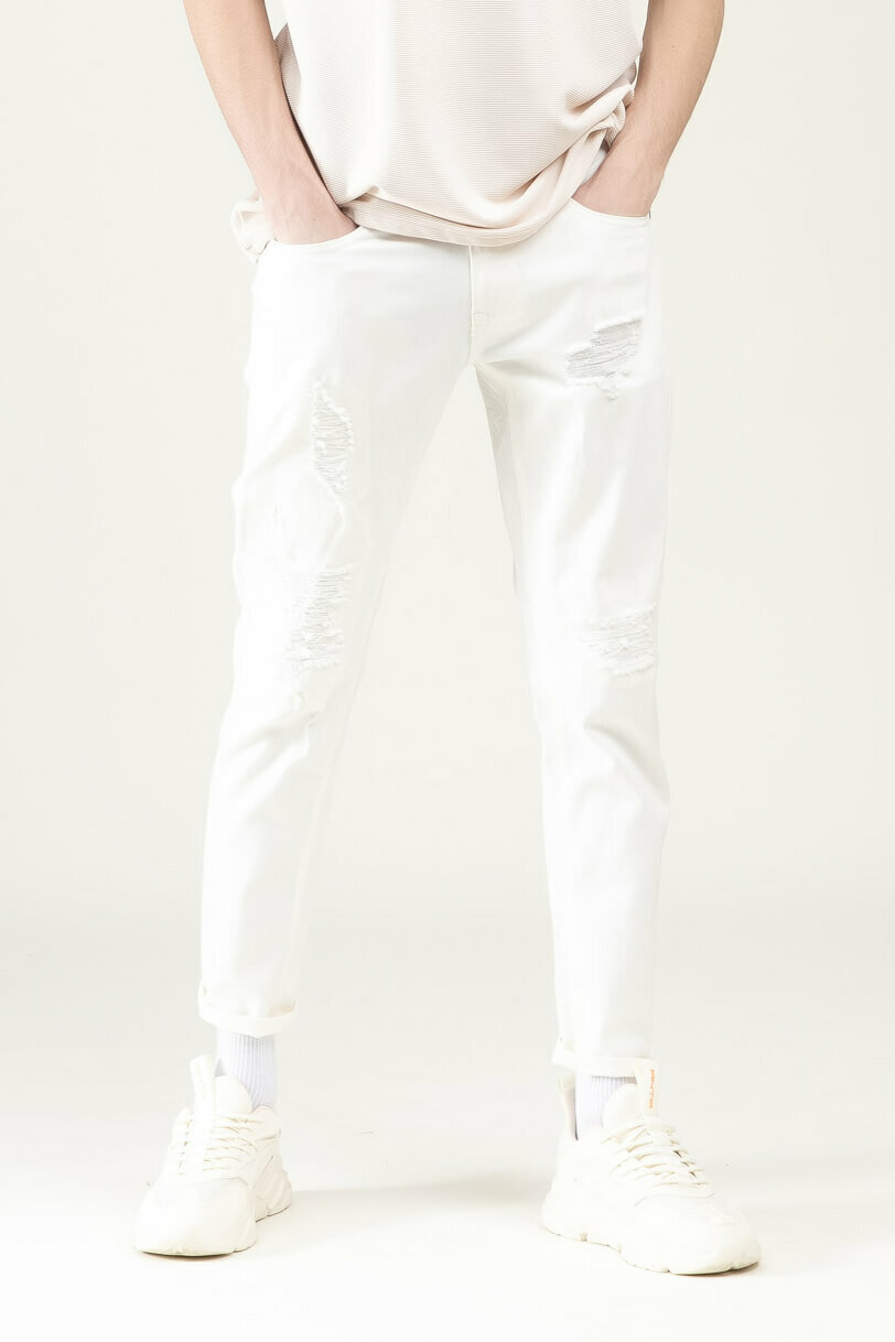 Джинсы зауженные TERRA PRO, размер 34, white