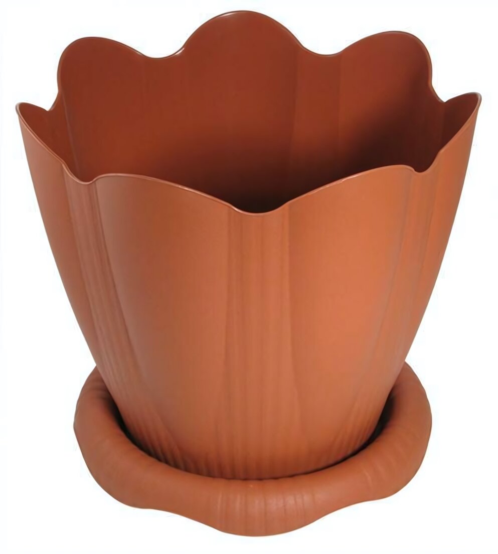 Горшок для цветов «Эдельвейс» с поддоном 065л 12см терракот пластик