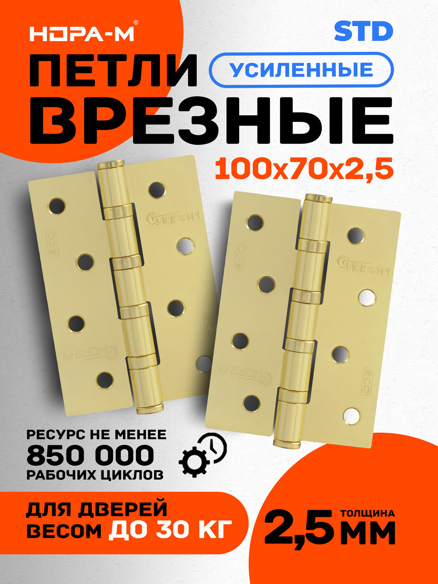 Дверная петля универсальная карточная 2 шт. Нора-м 100х70х25 ECO 4