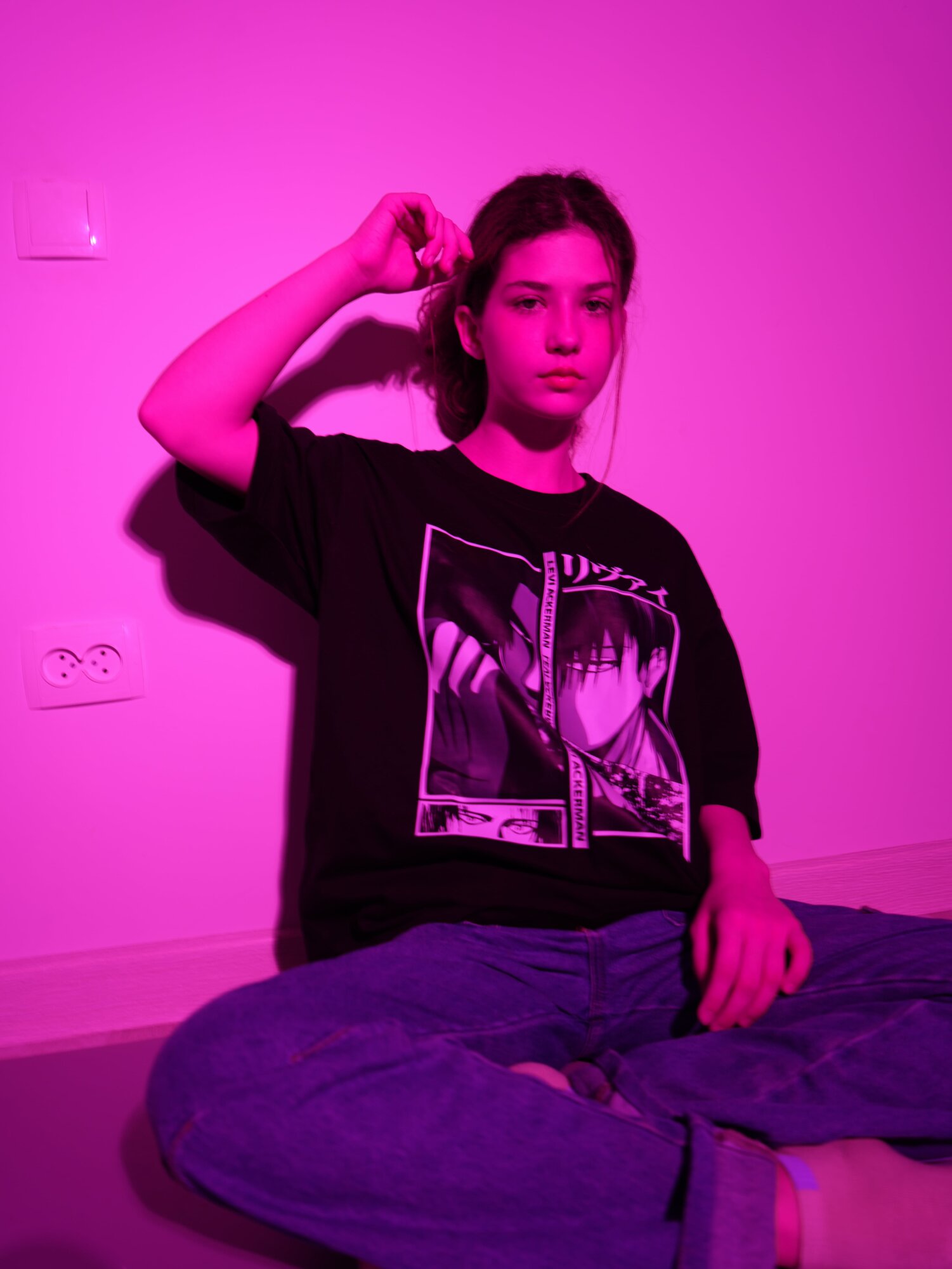 Футболка Принт из аниме Атака Титанов, Levi Ackerman, размер L, черный 10 — фото 1